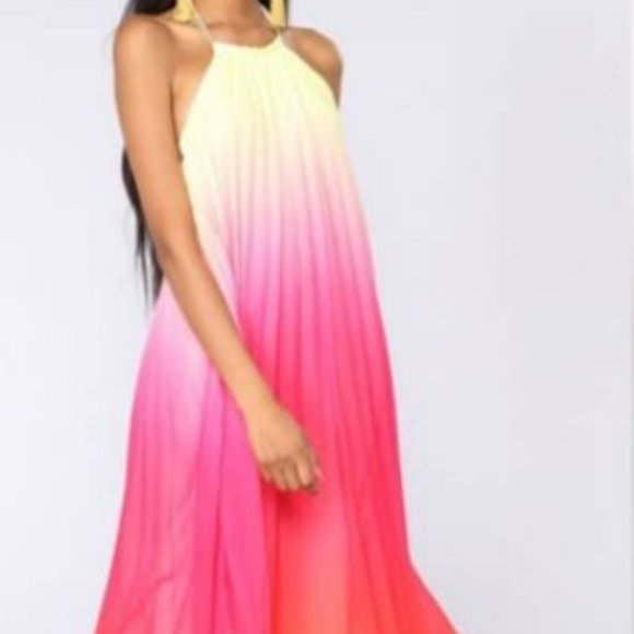 CHIFFON HALTER MAXI DRESS - Picture 1 of 4